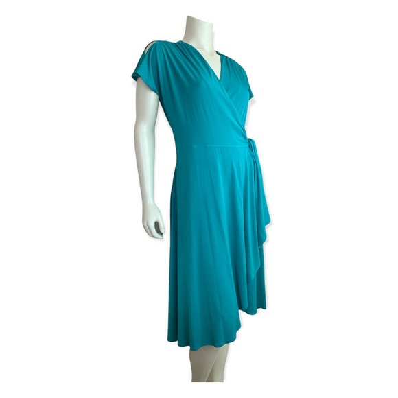 NEW Vicky Tiel Flutter Vneck Short Sleeve Wrap Dress - Picture 2 of 12